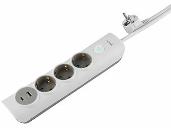Steckdosenleiste Wand: revolt 3-fach-Steckdosenleiste mit USB-A und -C, Ein/Aus-Schalter, 3.680 Watt