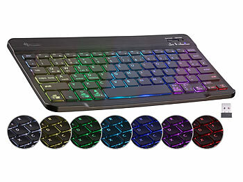 Tastatur: GeneralKeys Kompakte Multi-Device-Akku-Funktastatur Bluetooth, LED 7 Color ,QWERTZ