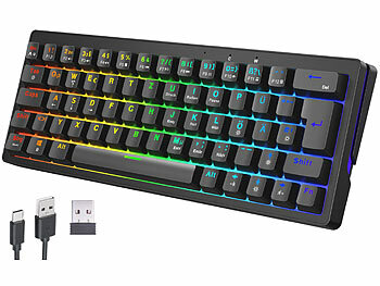 Gaming Tastatur: GeneralKeys Mechanische 60-%-Funk-Tastatur mit RGB-Beleuchtung, QWERTZ, Akku