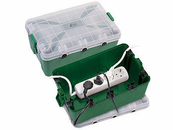 Extragroße Kabelboxen: AGT 2er-Set Extra-große Kabelboxen, 7 Öffnungen, 32x22x13 cm, IP54, grün 