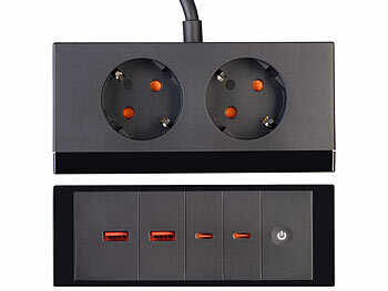 Steckdosenleiste u. Ladegerät, PD, GaN3, Schutzfunktionen, USB-C, USB-A