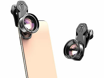 Somikon Makro-Objektiv-Vorsatzlinse für Smartphones, 10-fach, HD, mit Klemme