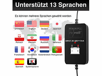 Lescars 4er-Set Kfz-Batterie-Wächter mit BT, App, für Batt. mit 6 - 48 Volt -
