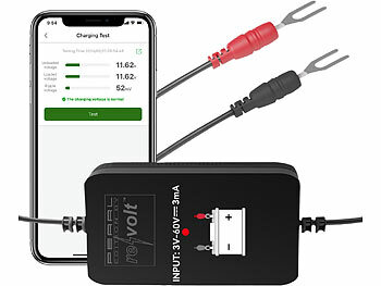 Lescars 4er-Set Kfz-Batterie-Wächter mit BT, App, für Batt. mit 6 - 48 Volt -