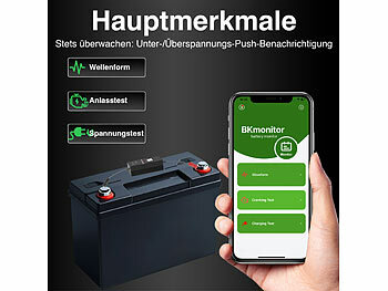 Lescars 4er-Set Kfz-Batterie-Wächter mit BT, App, für Batt. mit 6 - 48 Volt -