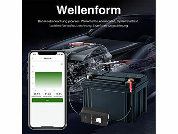 Lescars 4er-Set Kfz-Batterie-Wächter mit BT, App, für Batt. mit 6 - 48 Volt -