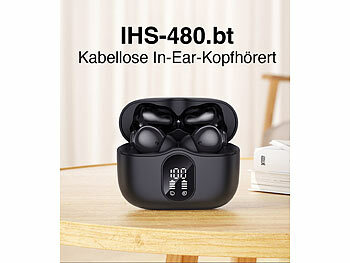 auvisio Kabellose In-Ear-Kopfhörer mit Ladecase, Noise-Cancelling, schwarz