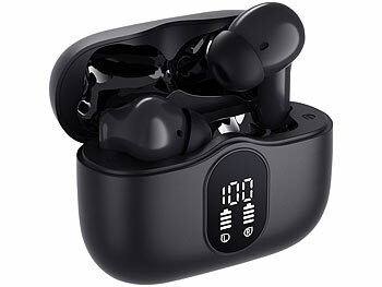 auvisio Kabellose In-Ear-Kopfhörer mit Ladecase, Noise-Cancelling, schwarz
