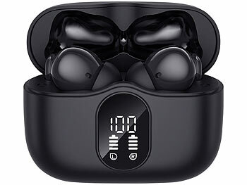 auvisio Kabellose In-Ear-Kopfhörer mit Ladecase, Noise-Cancelling, schwarz
