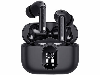 auvisio Kabellose In-Ear-Kopfhörer mit Ladecase, Noise-Cancelling, schwarz
