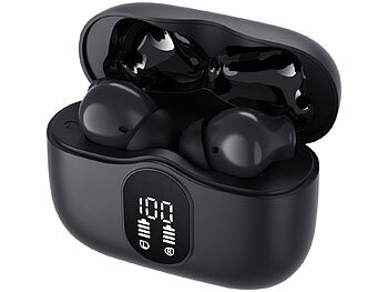 auvisio Kabellose In-Ear-Kopfhörer mit Ladecase, Noise-Cancelling, schwarz