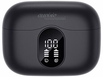 auvisio Kabellose In-Ear-Kopfhörer mit Ladecase, Noise-Cancelling, schwarz