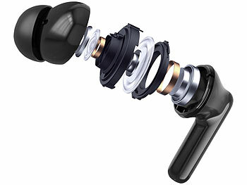 auvisio Kabellose In-Ear-Kopfhörer mit Ladecase, Noise-Cancelling, schwarz