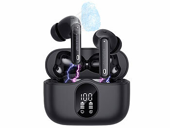 Headset, Bluetooth: auvisio Kabellose In-Ear-Kopfhörer mit Ladecase, Noise-Cancelling, schwarz