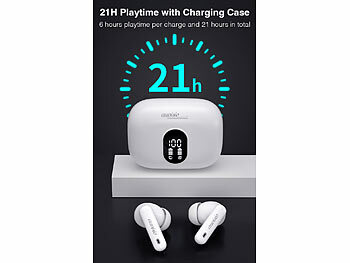 auvisio Kabellose In-Ear-Kopfhörer mit Ladecase, Noise-Cancelling, weiß