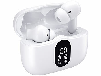 auvisio Kabellose In-Ear-Kopfhörer mit Ladecase, Noise-Cancelling, weiß
