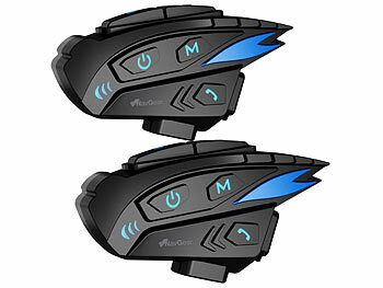 Motorrad-Headset: NavGear 2er-Set Motorrad-Kommunikations-Systeme für bis zu 8 Personen