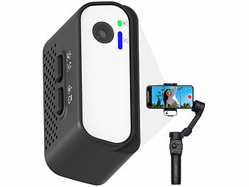 Somikon KI-Tracking-Stabilisator für Smartphone bis 7,7", 3 Achsen, Licht, App