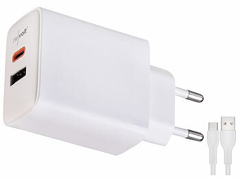 USB-Netzteil-Ladegeräte: revolt Kompaktes 2-Port-USB-Netzteil, USB-C PD 65 W, USB-A QC 18 W, GaN