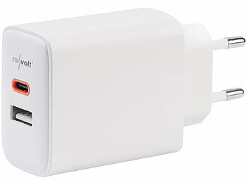 revolt Kompaktes 2-Port-USB-Netzteil, USB-C PD 65 W, USB-A QC 18 W, GaN