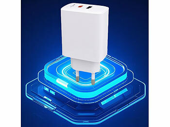 revolt Kompaktes 2-Port-USB-Netzteil, USB-C PD 65 W, USB-A QC 18 W, GaN