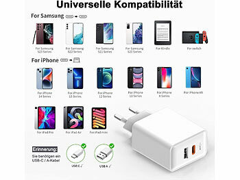 Netzteil für Nokia-Handy, E-Book-Reader, MP3-Player, LG G6, Google Pixel