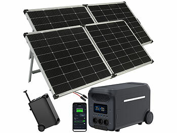 portable Powerstation: revolt Trolley-Powerstation, 2,56 kWh/50 Ah, 3.000 W, mit 2x 240-W-Solarpanel