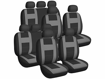 Auto Schutzbezüge: Lescars 2er-Set Autositzbezüge-Sets für 5-Sitzer, 18-teilig, grau 