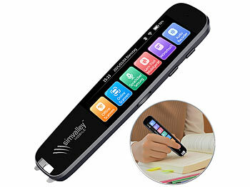 Übersetzerstift: simvalley Mobile Übersetzer-Stift, 142 Online-Sprachen, Scan-Funktion, Touch-Display 