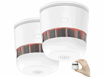 Brandmelder 10 Jahre: VisorTech 2er-Set Mini-Rauchwarnmelder mit 10-Jahres-Batterie, 85 dB, Ø 52 mm