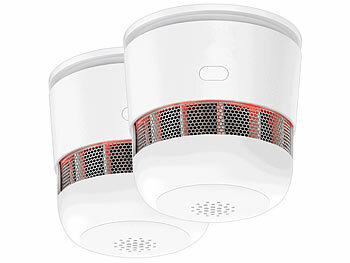 VisorTech 2er-Set Mini-Rauchwarnmelder mit 10-Jahres-Batterie, 85 dB, Ø 52 mm