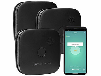 WLAN Rauchmelder mit App: VisorTech 3er-Set kompakte WLAN-Design-Rauchwarnmelder mit weltweiter App, schw.