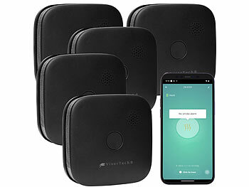 Design Rauchmelder WLAN: VisorTech 5er-Set kompakte WLAN-Design-Rauchwarnmelder mit weltweiter App, schw.