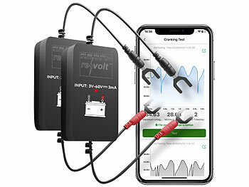 Auto Zubehör: Lescars 2er-Set Kfz-Batterie-Wächter mit BT, App, für Batt. mit 6 - 48 Volt
