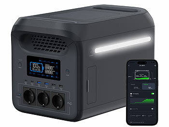 revolt Tragbare Powerstation & Solar-Generator 1.229 Wh, USV, 2x 215-W-Panel