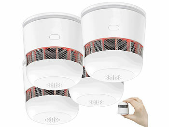 Feuer-Rauchmelder: VisorTech 4er-Set Mini-Rauchwarnmelder mit 10-Jahres-Batterie, 85 dB, Ø 52 mm