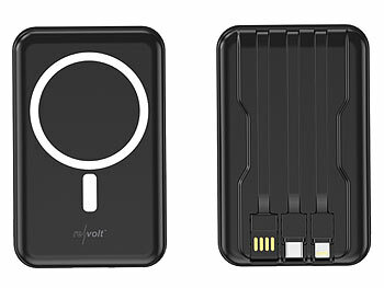 revolt 2er-Set Magnet-Powerbank 10.000 mAh, für Qi & MagSafe, PD, QC, 22,5 W 