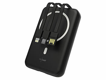 revolt 2er-Set Magnet-Powerbank 10.000 mAh, für Qi & MagSafe, PD, QC, 22,5 W 