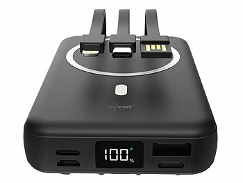 revolt 2er-Set Magnet-Powerbank 10.000 mAh, für Qi & MagSafe, PD, QC, 22,5 W 