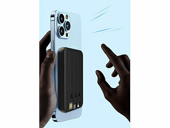 revolt 2er-Set Magnet-Powerbank 10.000 mAh, für Qi & MagSafe, PD, QC, 22,5 W 