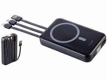 revolt 2er-Set Magnet-Powerbank 10.000 mAh, für Qi & MagSafe, PD, QC, 22,5 W 
