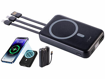 revolt 2er-Set Magnet-Powerbank 10.000 mAh, für Qi & MagSafe, PD, QC, 22,5 W 