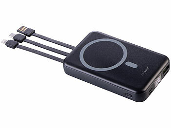 revolt 2er-Set Magnet-Powerbank 10.000 mAh, für Qi & MagSafe, PD, QC, 22,5 W 