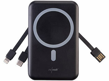 revolt 2er-Set Magnet-Powerbank 10.000 mAh, für Qi & MagSafe, PD, QC, 22,5 W 