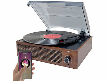 Giradischi Vintage In Legno Noce – Lettore Vinili 3 Velocità Con Altoparlanti Integrati E Bluetooth 5.0, Radio AM/FM, Uscita RCA E Jack Cuffie, Design Retrò