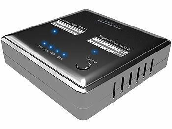 Xystec Dual-Bay-Dockingstation für M.2-SSD-Speicher zum Klonen ohne PC, USB-C