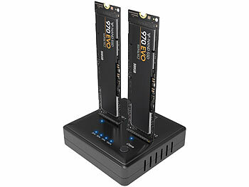 Xystec Dual-Bay-Dockingstation für M.2-SSD-Speicher zum Klonen ohne PC, USB-C