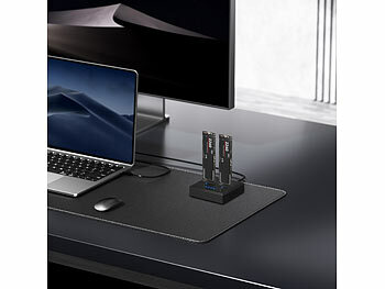 Xystec Dual-Bay-Dockingstation für M.2-SSD-Speicher zum Klonen ohne PC, USB-C