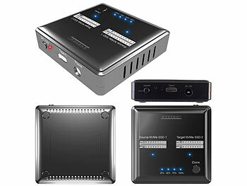 Xystec Dual-Bay-Dockingstation für M.2-SSD-Speicher zum Klonen ohne PC, USB-C