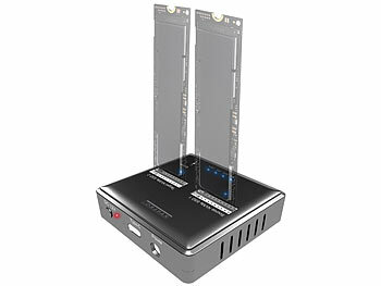 NVMe Dockingstation: Xystec Dual-Bay-Dockingstation für M.2-SSD-Speicher zum Klonen ohne PC, USB-C